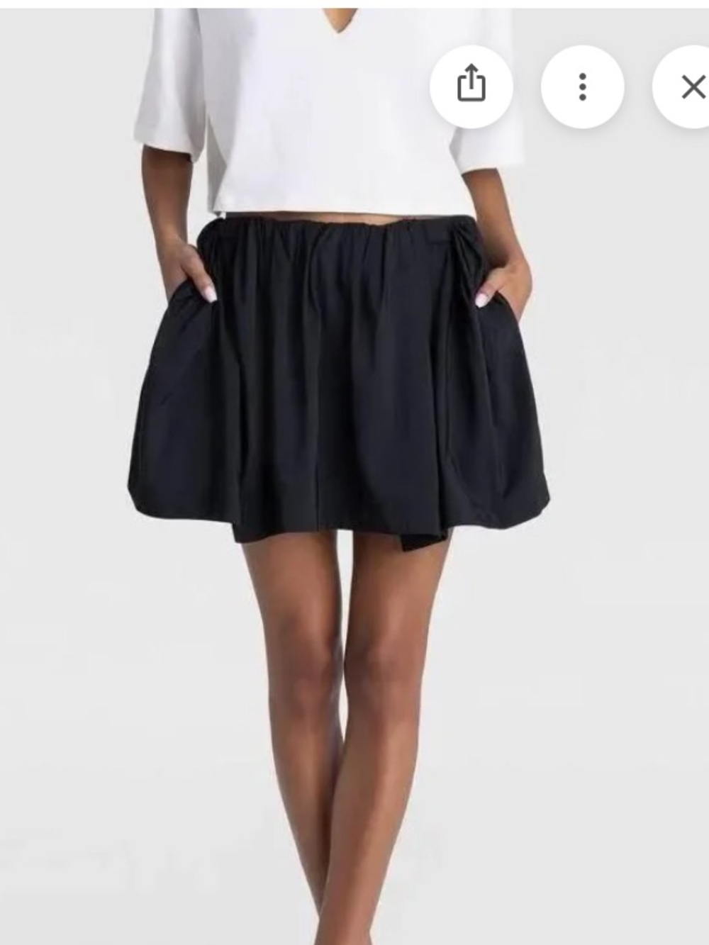 Black Gathered Mini Skirt - Women